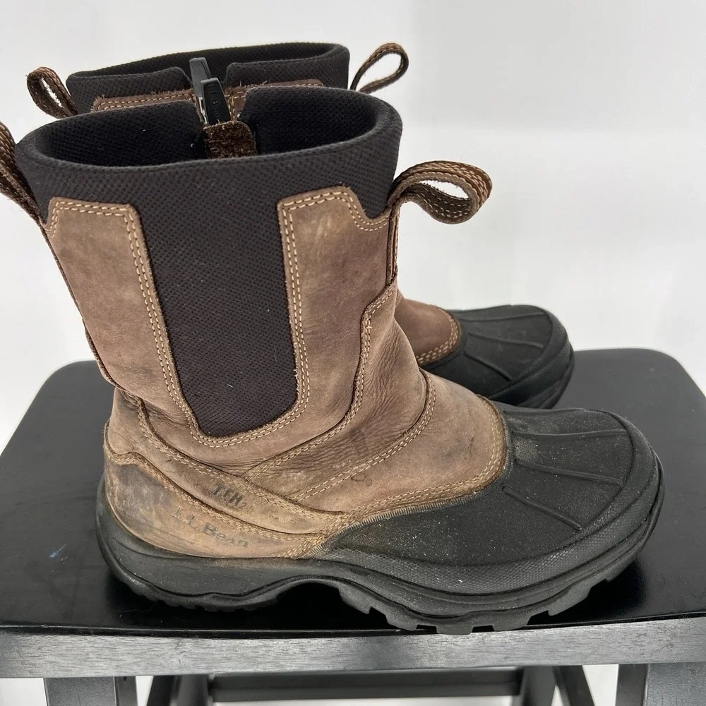Brown LL Bean Mens Storm Chaser Boots‎ Side Zip TEK 2.5 Size 7 M